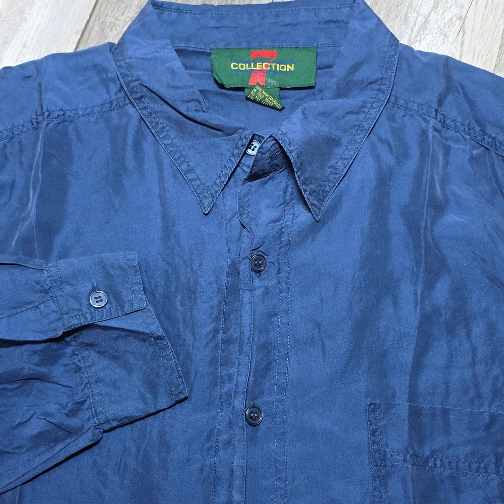 Collection 7 | Vintage 90's 100% Silk Button-down Longsleeve Shirt Sz XXL